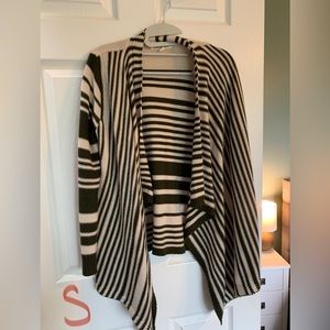 Green and white cardigan sweater